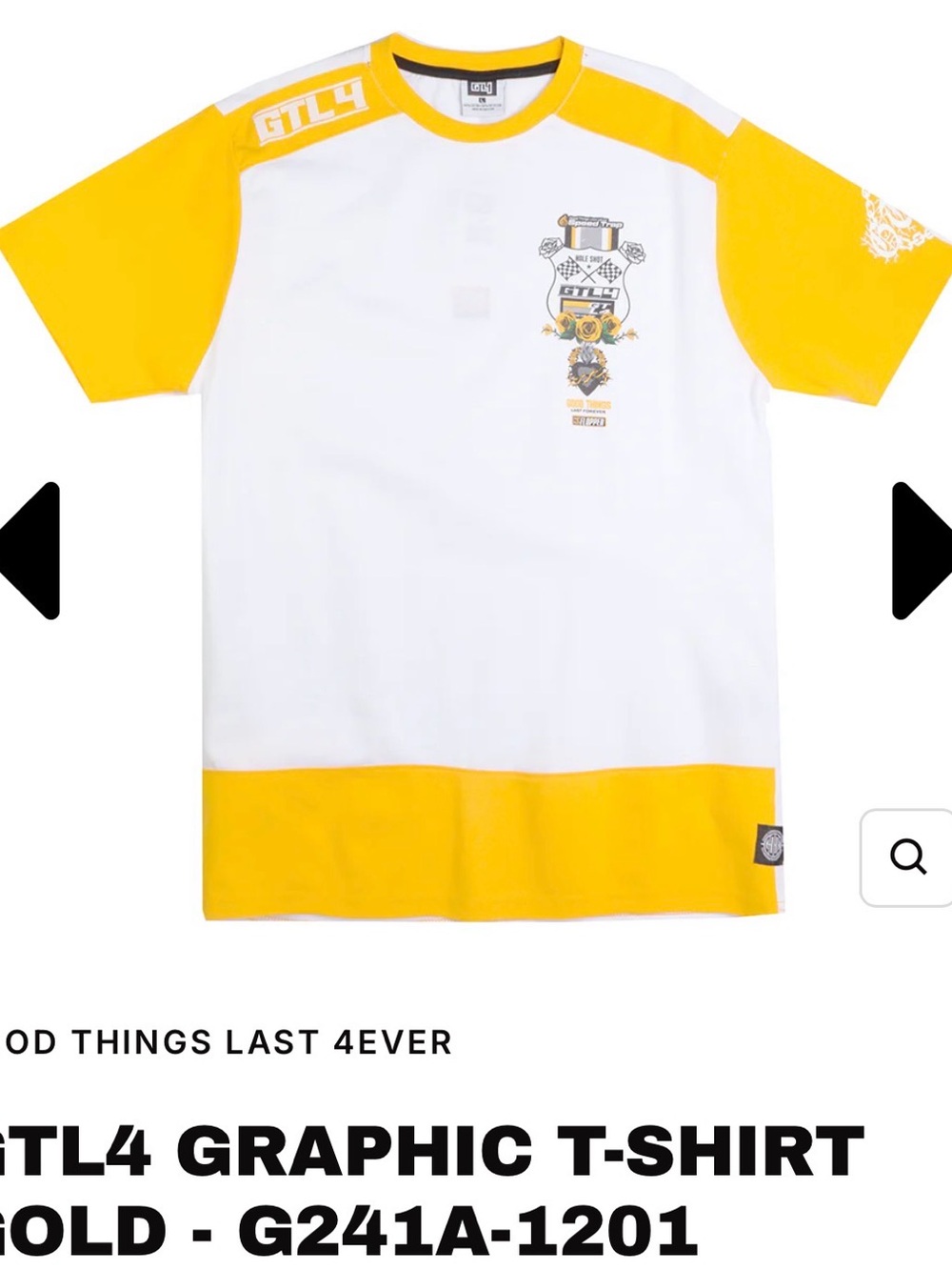 Short-Sleeve Graphic Tee in White and Gold